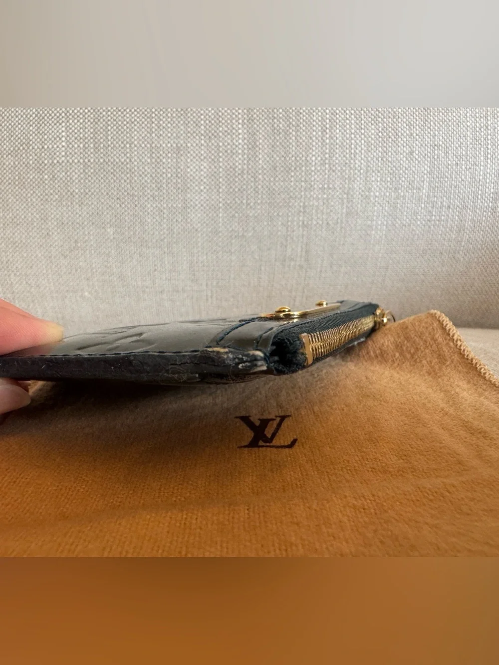 Louis Vuitton Dark Green Vernis Monogram Key Cles with Gold Hardware